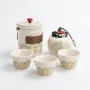One Two Cups Set Teko Gelas Keramik Kopi Teh 3 Cangkir 1 Teko 1 Toples - S520
