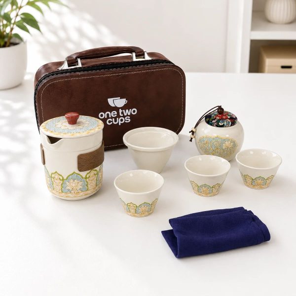 One Two Cups Set Teko Gelas Keramik Kopi Teh 3 Cangkir 1 Teko 1 Toples - S520