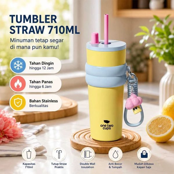 ginee_20260713182227519_9080284791.jpeg One Two Cups Botol Minum Tumbler Air Panas Dingin with Straw 710ml - YS-9000