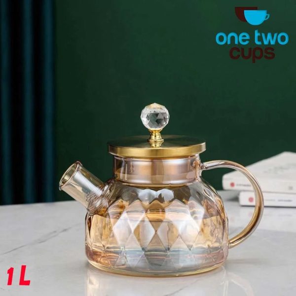 One Two Cups Teko Teh Kaca Tahan Panas Water Jug Borosilicate Teapot - TK12