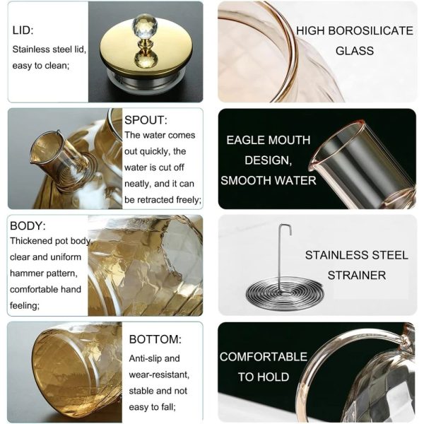 One Two Cups Teko Teh Kaca Tahan Panas Water Jug Borosilicate Teapot - TK12