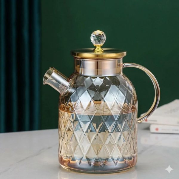 One Two Cups Teko Teh Kaca Tahan Panas Water Jug Borosilicate Teapot - TK12