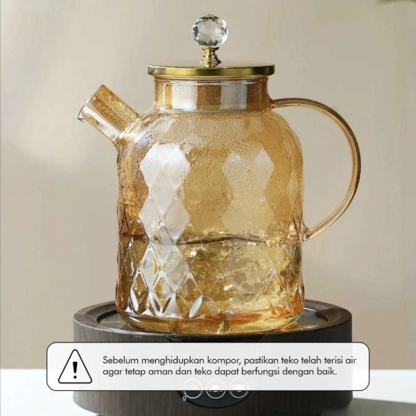 One Two Cups Teko Teh Kaca Tahan Panas Water Jug Borosilicate Teapot - TK12
