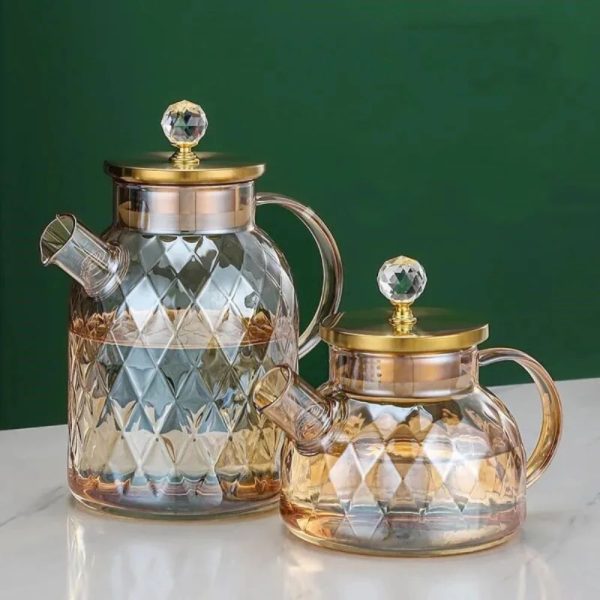 One Two Cups Teko Teh Kaca Tahan Panas Water Jug Borosilicate Teapot - TK12