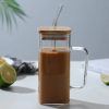 One Two Cups Cangkir Kopi Kaca Tahan Panas Sedotan Aesthetic Mug 350ml - UK3