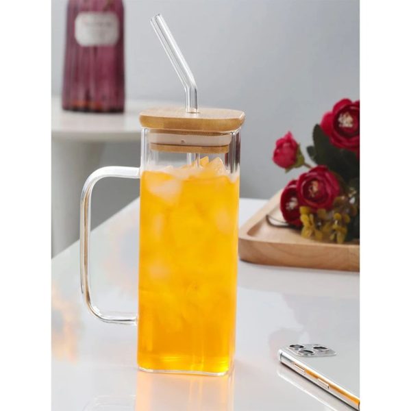 One Two Cups Cangkir Kopi Kaca Tahan Panas Sedotan Aesthetic Mug 350ml - UK3