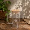 One Two Cups Cangkir Kopi Kaca Tahan Panas Sedotan Aesthetic Mug 350ml - UK3