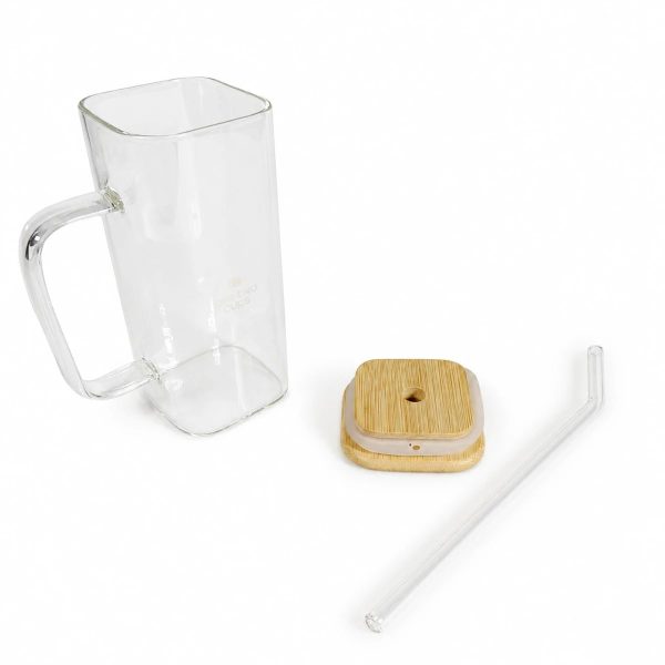 One Two Cups Cangkir Kopi Kaca Tahan Panas Sedotan Aesthetic Mug 350ml - UK3