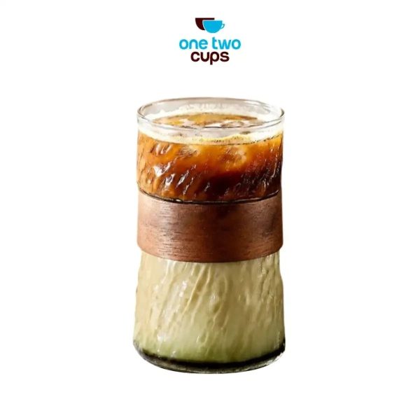 ginee_20260714145452388_9540390503.jpeg One Two Cups Gelas Kaca Aesthetic Kopi Teh with Bamboo Ring 410ml - P-410