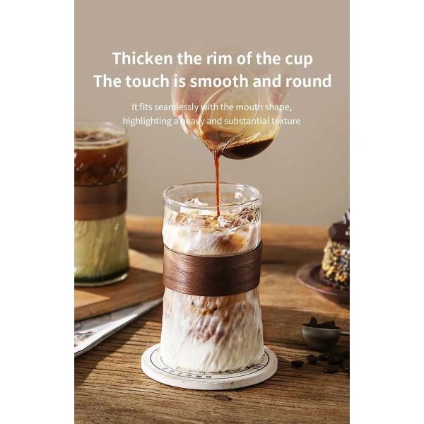 ginee_20260714145453432_8695573811.jpeg One Two Cups Gelas Kaca Aesthetic Kopi Teh with Bamboo Ring 410ml - P-410