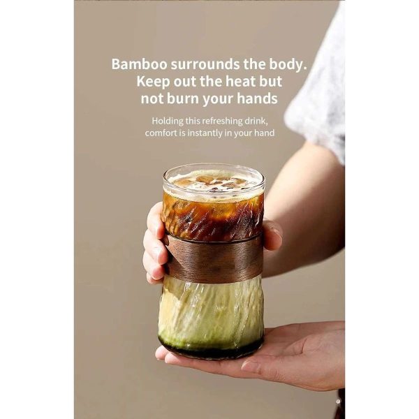 ginee_20260714145453726_9235218258.jpeg One Two Cups Gelas Kaca Aesthetic Kopi Teh with Bamboo Ring 410ml - P-410