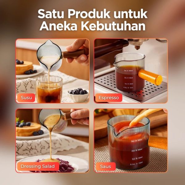 One Two Cups Gelas Takar Kopi Espresso Measuring Cup Double Spout 90ml - KS65