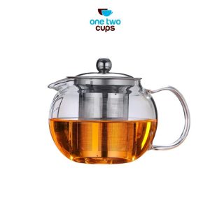 One Two Cups Teko Teh Kaca Saringan Tahan Panas Infuser Teapot 650ml - BR6