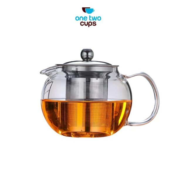One Two Cups Teko Teh Kaca Saringan Tahan Panas Infuser Teapot 650ml - BR6