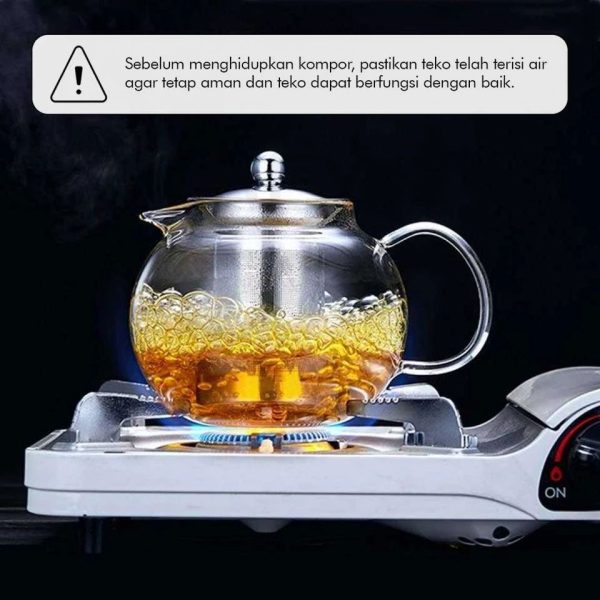 One Two Cups Teko Teh Kaca Saringan Tahan Panas Infuser Teapot 650ml - BR6
