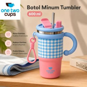 One Two Cups Botol Minum Tumbler Air Panas Dingin Handle Straw 600ml - ZY0269