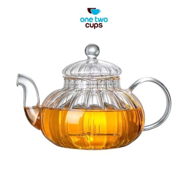 ginee_20260714150130441_9743323947.jpeg One Two Cups Teko Teh Kaca Saringan Tahan Panas Api Glass Teapot 600ml - AP-600