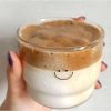 One Two Cups Gelas Kaca Aesthetic Kopi Dirty Latte Happy Smile 300ml - KT012