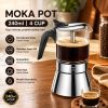 One Two Cups Moka Pot Teko Kopi Espresso Coffee Maker Dual Valve 4 Cup 240ml - Z61