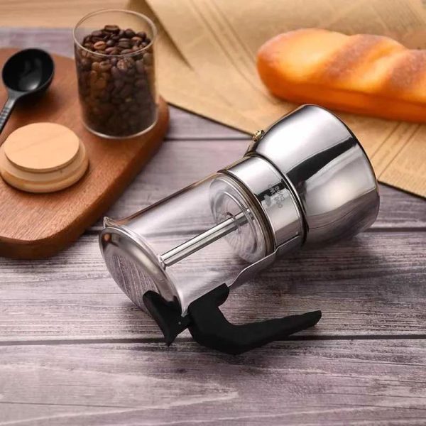 One Two Cups Moka Pot Teko Kopi Espresso Coffee Maker Dual Valve 4 Cup 240ml - Z61