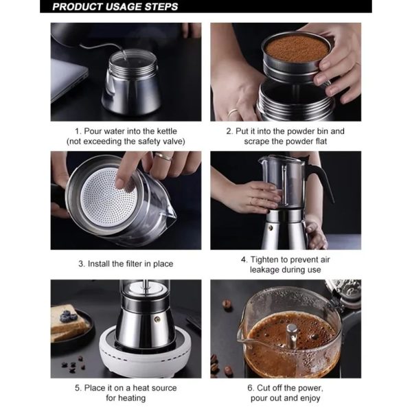One Two Cups Moka Pot Teko Kopi Espresso Coffee Maker Dual Valve 4 Cup 240ml - Z61