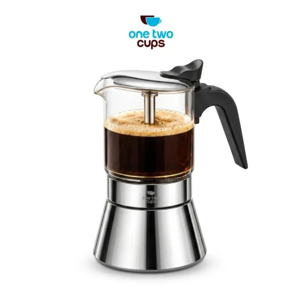 One Two Cups Moka Pot Teko Kopi Espresso Coffee Maker Dual Valve 4 Cup 240ml - Z61