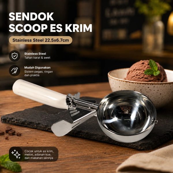 ginee_20260930123239664_6645468712.jpeg One Two Cups Sendok Scoop Es Krim Ice Cream Stainless Steel 22.5x6.7cm - AX-231