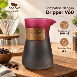 One Two Cups Coffee Server Chemex Drip Pour Over Teko Pitcher 500ml - L1 - Hitam Merah