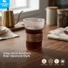 One Two Cups Gelas Kaca Aesthetic Kopi Teh Japanese Wood Sleeve 300ml - GN14