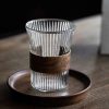 One Two Cups Gelas Kaca Aesthetic Kopi Teh Japanese Wood Sleeve 300ml - GN14