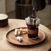 One Two Cups Gelas Kaca Aesthetic Kopi Teh Japanese Wood Sleeve 300ml - GN14