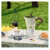 One Two Cups Moka Pot Teko Kopi Espresso Coffee Maker Stovetop - PL-315 - White/Dark Brown