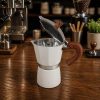 One Two Cups Moka Pot Teko Kopi Espresso Coffee Maker Stovetop - PL-315 - White/Dark Brown