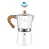 One Two Cups Moka Pot Teko Kopi Espresso Coffee Maker Stovetop - PL-315 - White/Dark Brown