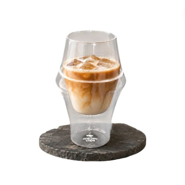 One Two Cups Gelas Kaca Aesthetic Kopi Double Wall Glass 320ml - SN550