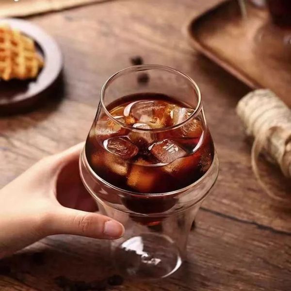 One Two Cups Gelas Kaca Aesthetic Kopi Double Wall Glass 320ml - SN550