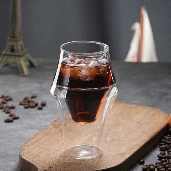 One Two Cups Gelas Kaca Aesthetic Kopi Double Wall Glass 320ml - SN550