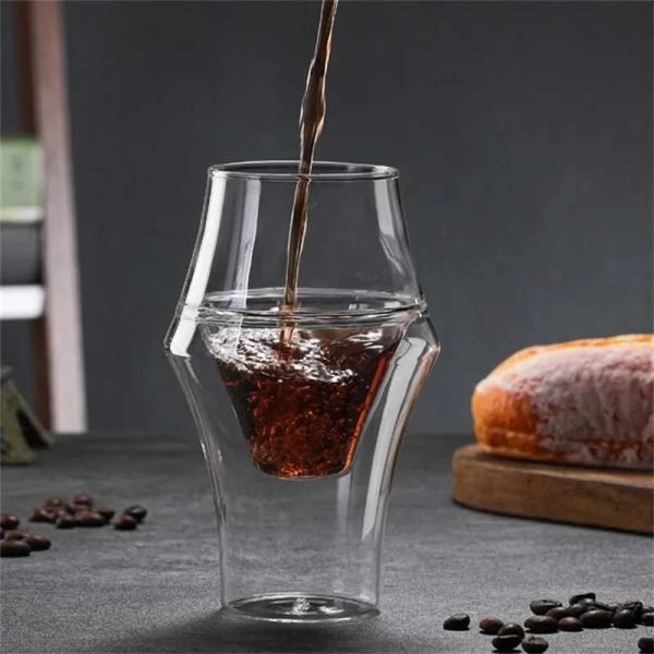 One Two Cups Gelas Kaca Aesthetic Kopi Double Wall Glass 320ml - SN550