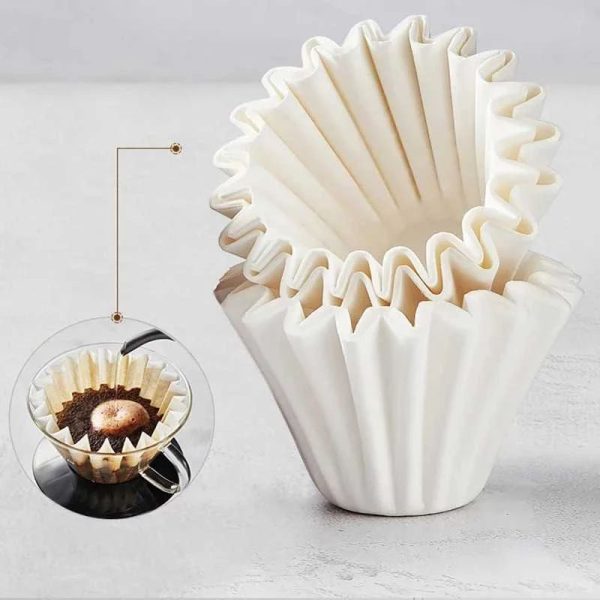 ginee_20260930141852352_8394545287.jpeg One Two Cups Kertas Saringan Kopi Wave Filter V60 110mm 8-12Cup 100PCS - W12