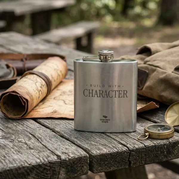 ginee_20260930142101855_4196609463.jpeg One Two Cups Hip Flask Stainless Steel Botol Minum Liquor Whiskey Vintage 7oz - H-7
