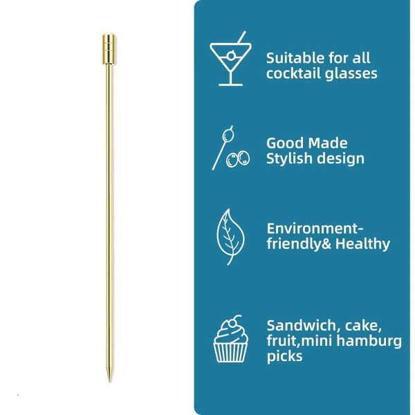 ginee_20260930143054977_3580031845.jpeg One Two Cups Tusukan Buah Cocktail Pick Garnish Stainless Steel 304 - J-105 - Gold