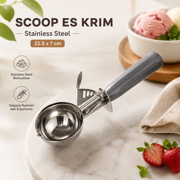 One Two Cups Sendok Scoop Es Krim Ice Cream Stainless Steel 22.5x7cm - AX-235