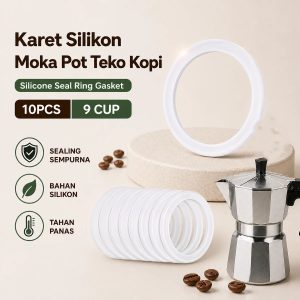 One Two Cups Karet Silikon Moka Pot Teko Kopi Seal Gasket 10 PCS - Z20-10 - 9 Cup
