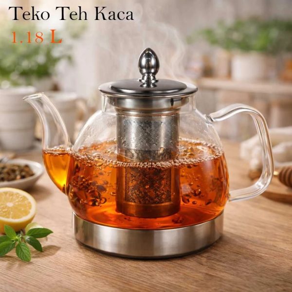 ginee_20260930143341596_0258824246.jpeg One Two Cups Teko Teh Kaca Saringan Tahan Panas Api Infuser Teapot - TP-760