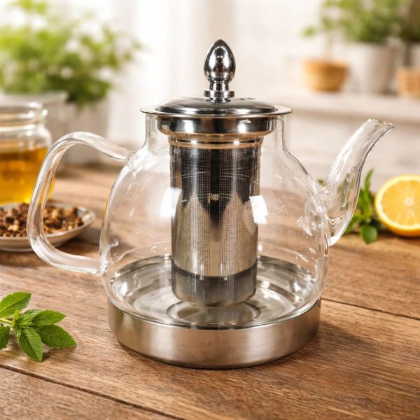 ginee_20260930143341963_8257993275.jpeg One Two Cups Teko Teh Kaca Saringan Tahan Panas Api Infuser Teapot - TP-760