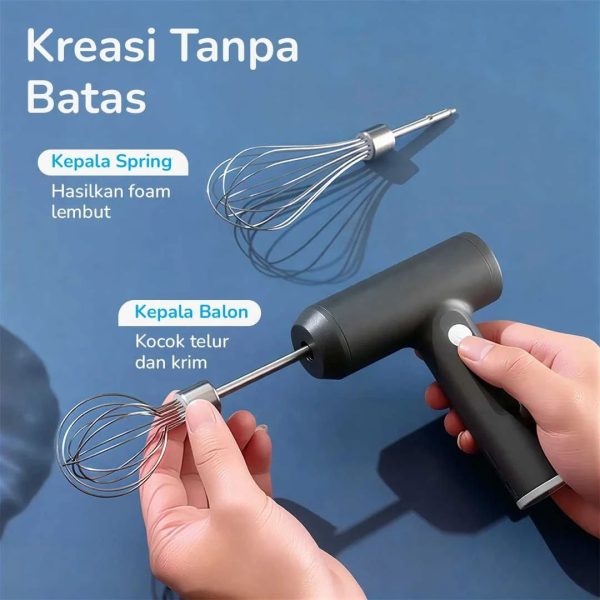 ginee_20260930144340187_3475619654.jpeg One Two Cups Mixer Tangan Mini Electric Whisk Wireless Multi Function - HMF20 - Hitam