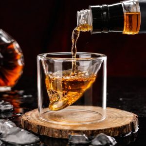 One Two Cups Gelas Whisky Cocktail Double Wall Skull Rock Glass 150ml - SG-02