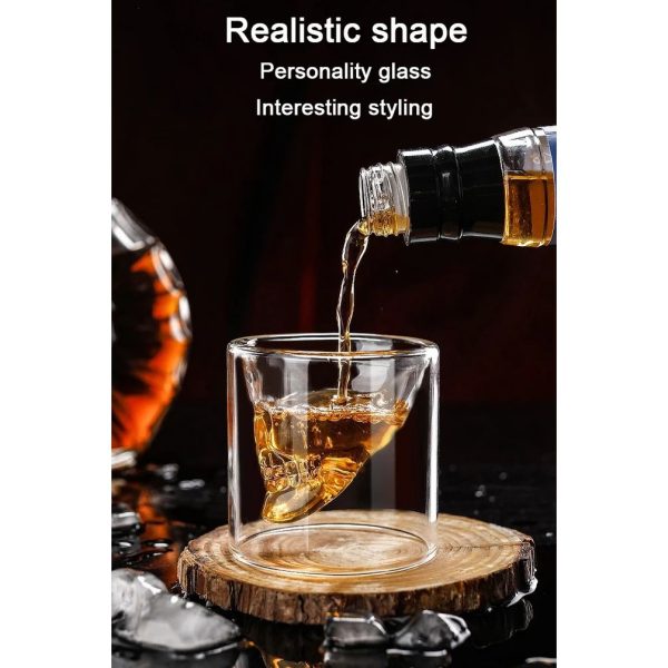 One Two Cups Gelas Whisky Cocktail Double Wall Skull Rock Glass 150ml - SG-02