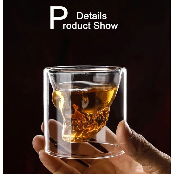 One Two Cups Gelas Whisky Cocktail Double Wall Skull Rock Glass 150ml - SG-02