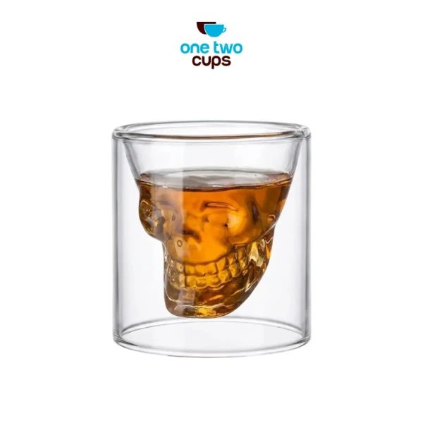 One Two Cups Gelas Whisky Cocktail Double Wall Skull Rock Glass 150ml - SG-02